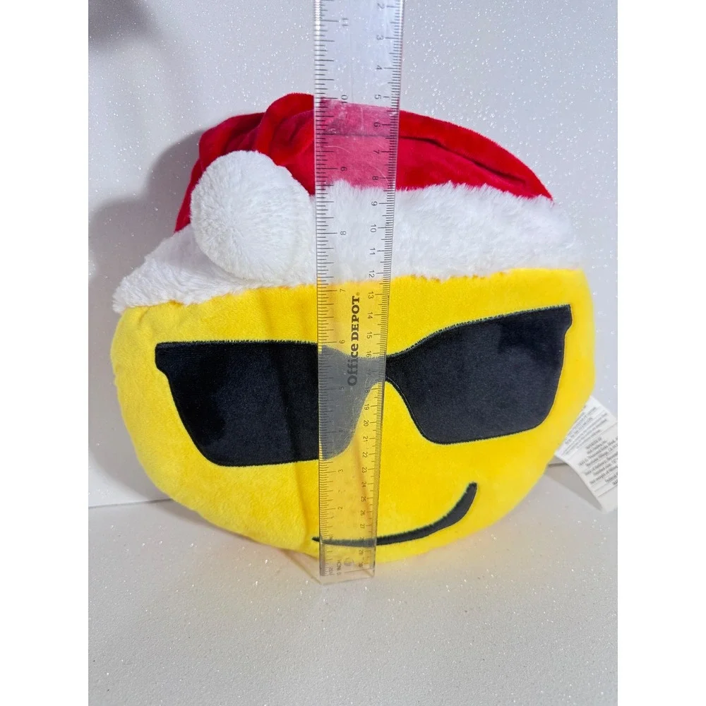 MSA Trading Sunglasses Emoji Red Santa Hat Christmas Plush Pillow 12 Inch Yellow